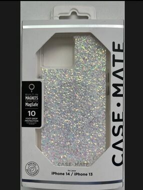 case-mate Iridescent Twinkle Diamond MagSafe iPhone Case - Silver Sparkle